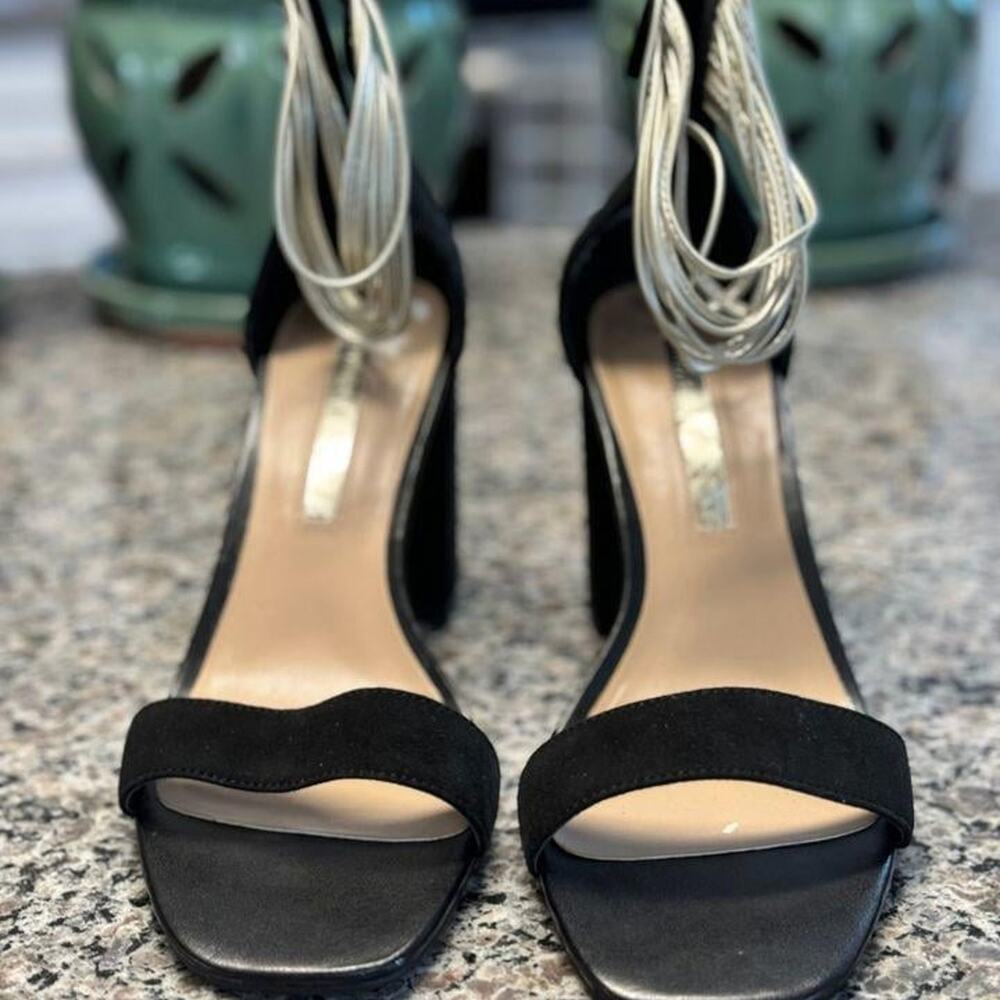 Audrey Brooks Black suede sandals